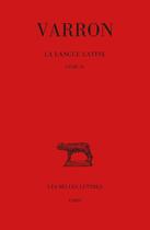 Couverture du livre « La langue latine Tome 5 : livre IX » de Varron aux éditions Belles Lettres