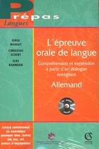 Couverture du livre « L'epreuve orale de langue - allemand - comprehension et expression a partir d'un dialogue enregistre » de Serge Maugey aux éditions Armand Colin