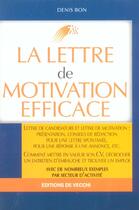 Couverture du livre « Lettre de motivation efficace (la) » de Bon aux éditions De Vecchi