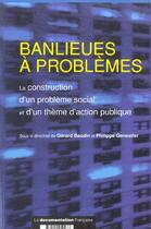Couverture du livre « Banlieues a problemes » de Gerard Baudin aux éditions Documentation Francaise