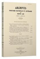 Couverture du livre « Archives d'histoire littéraire et doctrinale du Moyen Age t.LXXXVII (édition 2020) » de  aux éditions Vrin