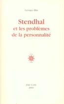 Couverture du livre « Stendhal et les problemes de la personnalite » de George Blin aux éditions Corti