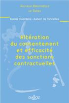 Couverture du livre « Altération du consentement et efficacité des sanctions contractuelles - Volume 19 » de Ouerdane-Aubert De V aux éditions Dalloz