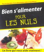 Couverture du livre « Bien s'alimenter pour les nuls » de Rinzler/Bach aux éditions First