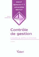 Couverture du livre « Controle de gestion ; cours et applications, decf n.7 (3e édition) » de Patrick Boisselier aux éditions Vuibert