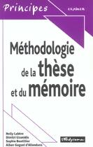 Couverture du livre « Méthodologie de la thèse et du mémoire » de  aux éditions Studyrama