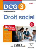 Couverture du livre « Dcg 3 - droit social - fiches 2023-2024 » de Alglave/Lafont aux éditions Dunod