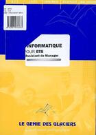 Couverture du livre « Informatique pour BTS assistant de manager ; pochette de l'élève » de B Bouzigues aux éditions Genie Des Glaciers