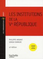 Couverture du livre « Les institutions de la V République » de Formery et Ardant aux éditions Hachette Education
