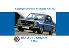 Couverture du livre « Renault 12 Gordini R 1173 ; catalogue de pièces détachées P.R. 952 » de  aux éditions Editions Du Palmier