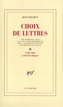 Couverture du livre « Choix de lettres : 1946-1968 » de Jean Paulhan aux éditions Gallimard