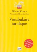 Couverture du livre « Vocabulaire juridique (5e édition) » de Gerard Cornu aux éditions Puf