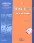 Couverture du livre « Le harcelement moral au travail » de Philippe Ravisy aux éditions Delmas