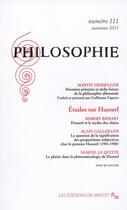 Couverture du livre « Revue Philosophie n.111 » de Revue Philosophie Minuit aux éditions Minuit