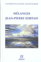 Couverture du livre « Melanges jean pierre sortais » de  aux éditions Bruylant