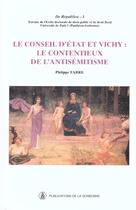 Couverture du livre « Le Conseil d'État et Vichy : Le contentieux de l'antisémitisme » de Philippe Fabre aux éditions Editions De La Sorbonne