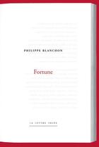 Couverture du livre « Fortune » de Philippe Blanchon aux éditions Lettre Volee