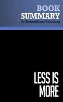 Couverture du livre « Summary: Less Is More : Review and Analysis of Jennings' Book » de Businessnews Publish aux éditions Business Book Summaries