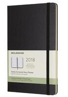 Couverture du livre « Agenda 2018 semainier horizontal rigide grand format noir » de  aux éditions Moleskine