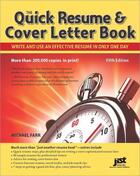Couverture du livre « The Quick Resume & Cover Letter Book » de Michael Farr aux éditions Jist Publishing