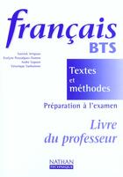 Couverture du livre « Francais textes et methodes bts prof 99 » de Artignan/Bouthier aux éditions Nathan