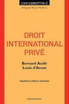 Couverture du livre « Droit International Prive, 7e Ed. » de Audit/Avout (D') aux éditions Economica