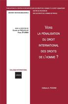 Couverture du livre « Vers la pénalisation du droit international des droits de l'homme » de Oliver De Frouville et Pavel Sturma aux éditions Pedone