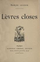 Couverture du livre « Lèvres closes » de Daniel Lesueur aux éditions 